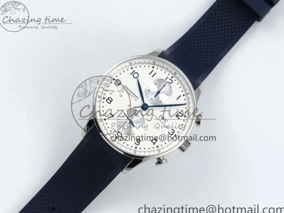 MIROTIME 0412 Casual Portuguese Chrono IW3716 Z+F 1:1 Best Edition White Dial on Blue Rubber Strap A 7016